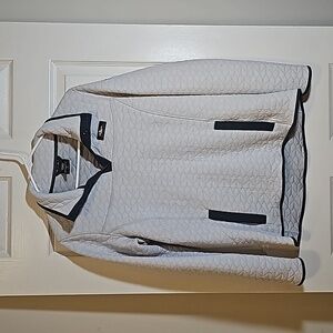 Moosejaw 1/4 Button Quilted Pullover Mock Neck Fitted Gray Blue Size L